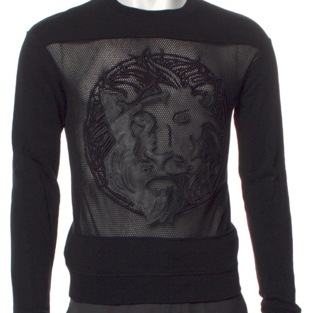Versus Versace Black Lion Head Mesh Sweater - Size Small